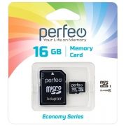   Micro SDHC 16Gb Perfeo Economy series Class 10 +  SD (PF16GMCSH10AES)