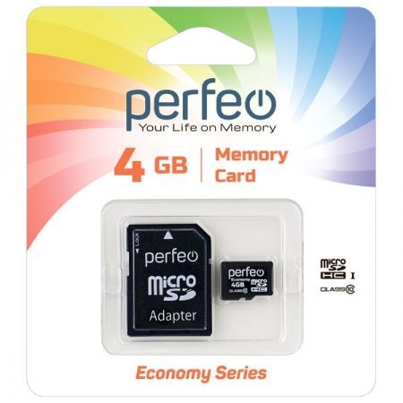   Micro SDHC 4Gb Perfeo Economy series Class 10   (PF4GMCSH10AES)