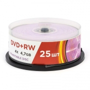  DVD+RW Mirex 4,7 Gb 4x, Cake Box, 25 (UL130022A4M)