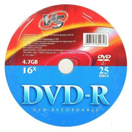  DVD-R VS 4,7 Gb 16x, Shrink 25 (VSDVDRS2501)