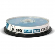 Диск CD-RW MIREX 700Mb 4x-12x, Cake Box, 10шт (UL121002A8L)