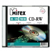 Диск CD-RW Mirex 700Mb 4x-12x, Slim Case (UL121002A8S)