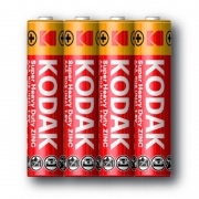Батарейка AAA Kodak Super Heavy Duty R03, солевая, 4шт, термопленка (K3AHZ-S4)