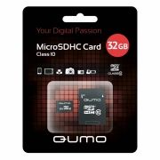 Карта памяти Micro SDHC 32Gb QUMO Class 10 + адаптер SD (QM32GMICSDHC10)