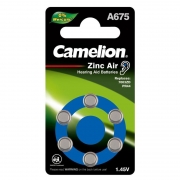 Батарейка Camelion ZA675 (A675-BP6) для слуховых аппаратов, 6 шт, блистер