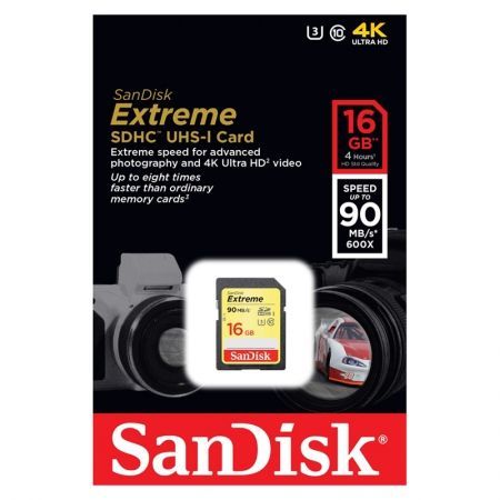   SDHC 16Gb SanDisk Extreme Class 10, UHS-I U3, 90/ (SDSDXNE-016G-GNCIN)