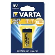 Батарейка 9V VARTA 6LR61/1BL Long Life, щелочная, в блистере (4122)