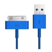 Кабель USB 2.0 Am=>Apple 30 pin, 1.2 м, голубой, SmartBuy (iK-412c blue)