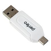 Карт-ридер внешний OTG micro USB/USB Perfeo PF-VI-O004, белый (PF_4252)