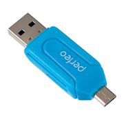 Карт-ридер внешний OTG micro USB/USB Perfeo PF-VI-O004, синий (PF_4253)