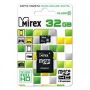 Карта памяти Micro SDHC 32Gb Mirex Class 10 + адаптер SD (13613-AD10SD32)