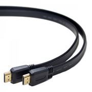 Кабель HDMI 19M-19M V1.4, 1.0 м, плоский, черный, позол. разъемы, Cablexpert (CC-HDMI4F-1M)
