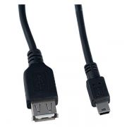 Кабель USB 2.0 Af - mini Bm, 0.5 м, черный, VS (U205)