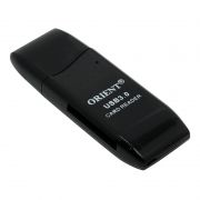 Карт-ридер внешний USB Orient CR-017B для SD/microSD, черный, USB 3.0 (30349)