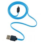 Кабель USB 2.0 Am=>Apple 8 pin Lightning, плоский, 1 м, голубой, Perfeo (I4406)