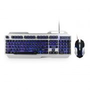 Игровой комплект Гарнизон GKS-510G, клавиатура+мышь, металл, подсветка, черный/серый, USB