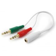 Адаптер аудио для гарнитуры 3.5 4-pin jack -> 2 x 3.5 plug, 0.2 м, белый Cablexpert (CCA-418W)