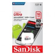   Micro SDHC 16Gb SanDisk Ultra Android Class 10 UHS-I, 80 / (SDSQUNS-016G-GN3MN)