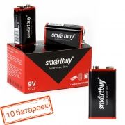 Батарейка 9V Smartbuy 6F22, солевая, 10 шт, коробка (SBBZ-9V01S)