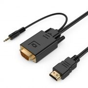 Кабель HDMI - VGA, 19M/15M + 3.5 audio, 1.8 м, позол. разъемы, черный, Cablexpert (A-HDMI-VGA-03-6)