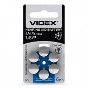 Батарейка VIDEX ZA675 для слуховых аппаратов, 6 шт, блистер