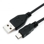 Кабель USB 2.0 Am=>mini B - 1.0 м, черный, Гарнизон (GCC-USB2-AM5P-1M)