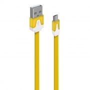 Кабель USB 2.0 Am=>micro B - 1.0 м, плоский, желтый, Oxion DCC328