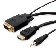 Кабель HDMI - VGA, 19M/15M + 3.5 audio, 10 м, позол. разъемы, черный, Cablexpert (A-HDMI-VGA-03-10M)