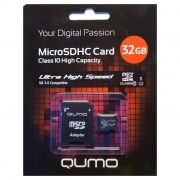Карта памяти Micro SDHC 32Gb QUMO Class 10 UHS-I + адаптер SD (QM32GMICSDHC10U1)