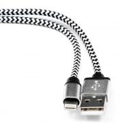 Кабель USB 2.0 Am=>Apple 8 pin Lightning, 1 м, нейлон, метал., серебр., Cablexpert (CC-ApUSB2sr1m)