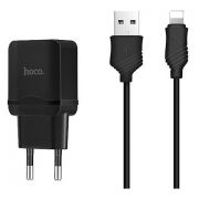 Зарядное устройство Hoco C22A 2.4А USB + кабель Lightning, черное