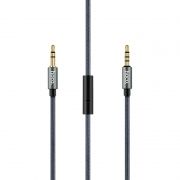 Кабель аудио 3.5 4-pin plug -> 3.5 3-pin plug, 1 м, микрофон, пульт, серый, Hoco UPA04 Tarnish