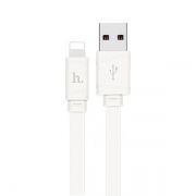 Кабель USB 2.0 Am=>Apple 8 pin Lightning, 1 м, плоский, белый, Hoco X5 Bamboo