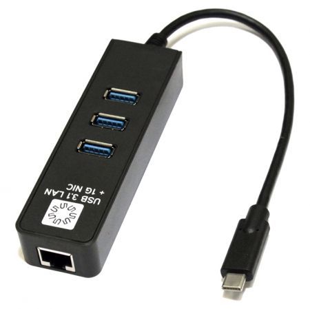   USB Type C - RJ45 1 / + HUB 3  USB 3.0, 5bites (UA3C-45-10BK)