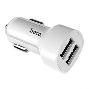 Зарядное автомобильное устройство Hoco Z2A 2.4A 2xUSB, белое