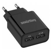 Зарядное устройство Smartbuy FLASH, 2.1A + 1A, 2 USB, черное (SBP-2010)