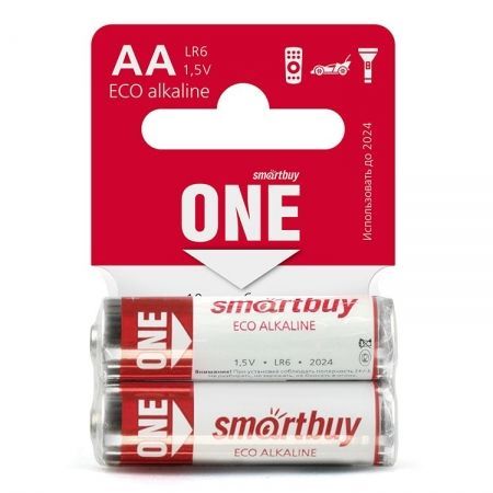  AA Smartbuy ONE LR6/2SB Eco Alkaline, 2 , Shrink Card (SOBA-2A02SB-Eco)