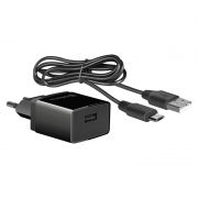 Зарядное устройство Defender UPC-11 220V->5V 2.1A USB с кабелем microUSB 1 м, черное (83556)