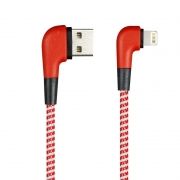 Кабель USB 2.0 Am=>Apple 8 pin Lightning, 1 м, угловой, красный, SmartBuy (ik-512NSL red)
