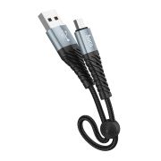 Кабель USB 2.0 Am=>micro B - 0.25 м, черный, тканевая оплетка, Hoco X38 Cool