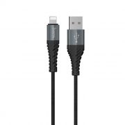 Кабель USB 2.0 Am=>Apple 8 pin Lightning, 1 м, ткан. оплетка, черный, Hoco X38 Cool