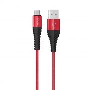 Кабель USB 2.0 Am=>micro B - 1.0 м, красный, тканевая оплетка, Hoco X38 Cool