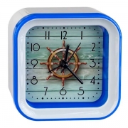 Часы будильник Perfeo Quartz PF-TC-006, квадратные, 10x10 см, штурвал (PF_C3106)