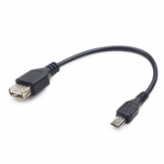 Адаптер OTG USB 2.0 Af - micro Bm (9мм), 0.15 м, черный, Cablexpert (A-OTG-AFBM-03)