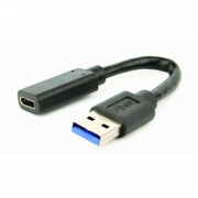 Адаптер USB 3.0 A(m) - Type C(f), 0.1 м, черный, Cablexpert (A-USB3-AMCF-01)