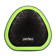 Bluetooth колонка Perfeo TRIANGLE, 6 Вт, Bluetooth, MP3, FM, 800 мАч, черная/зеленая (PF_A4343)