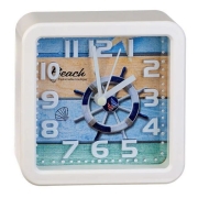 Часы будильник Perfeo Quartz PF-TC-014, квадратные, 10.5x10.5 см, штурвал (PF_C3151)