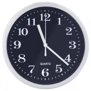 Настенные часы Perfeo PF-WC-001, круглые, диам. 20 см, белый корпус / черный циферблат (PF_C3046)