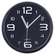 Настенные часы Perfeo PF-WC-001, круглые, диам. 20 см, черный корпус / чёрный циферблат (PF_C3042)