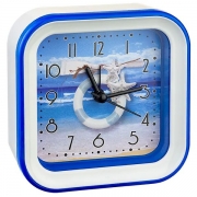 Часы будильник Perfeo Quartz PF-TC-006, квадратные, 10x10 см, спас. круг (PF_C3105)